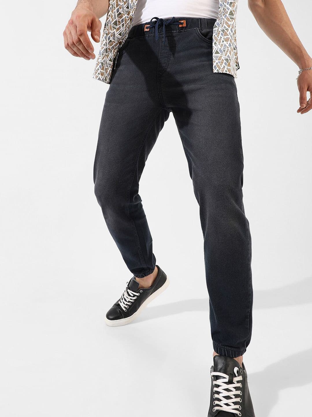 CAHOOT Men Black Smart Mid Rise Clean Look Cotton Slim Fit Stretchable Jeans - view 1
