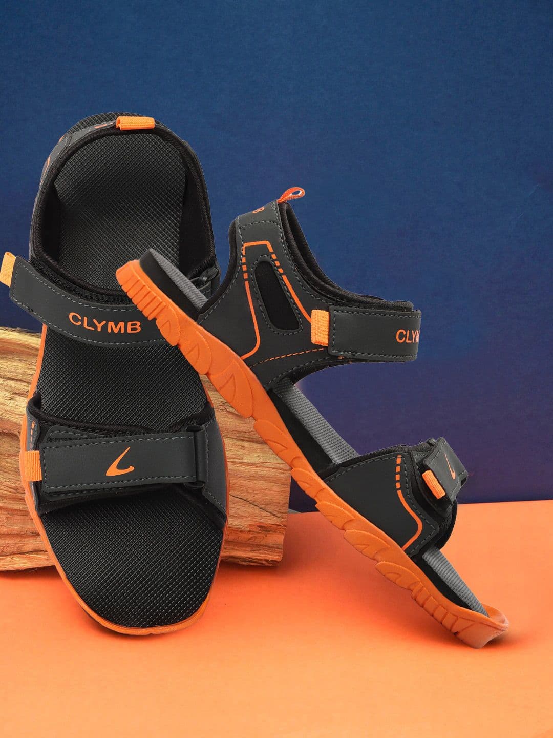 CLYMB Men Spa-13 Brand Logo Printed Comfort Fit Velcro Closure Sports Sandals - view 1