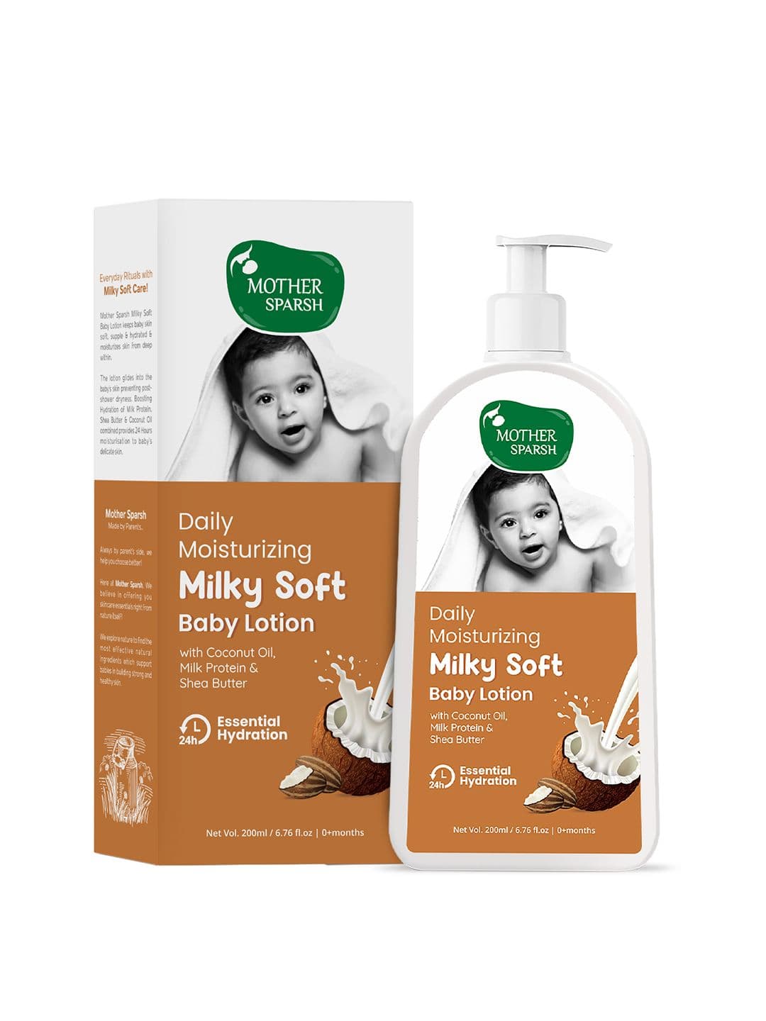 Mother Sparsh Kids Milky Soft Baby Lotion With Milk Protein & Coconut Oil 200ml - view 1