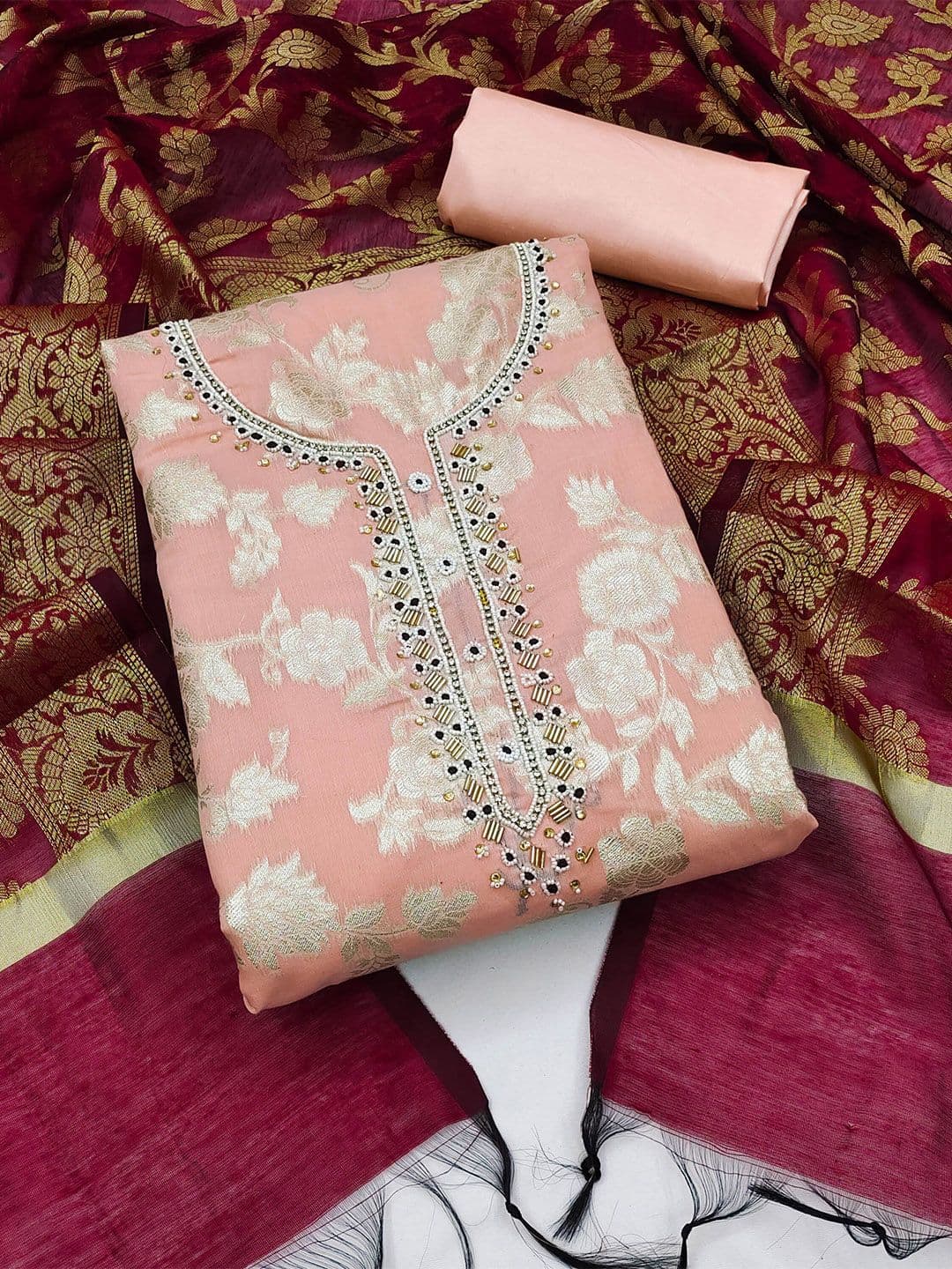 KALINI Woven Design Unstitched Dress Material - view 1