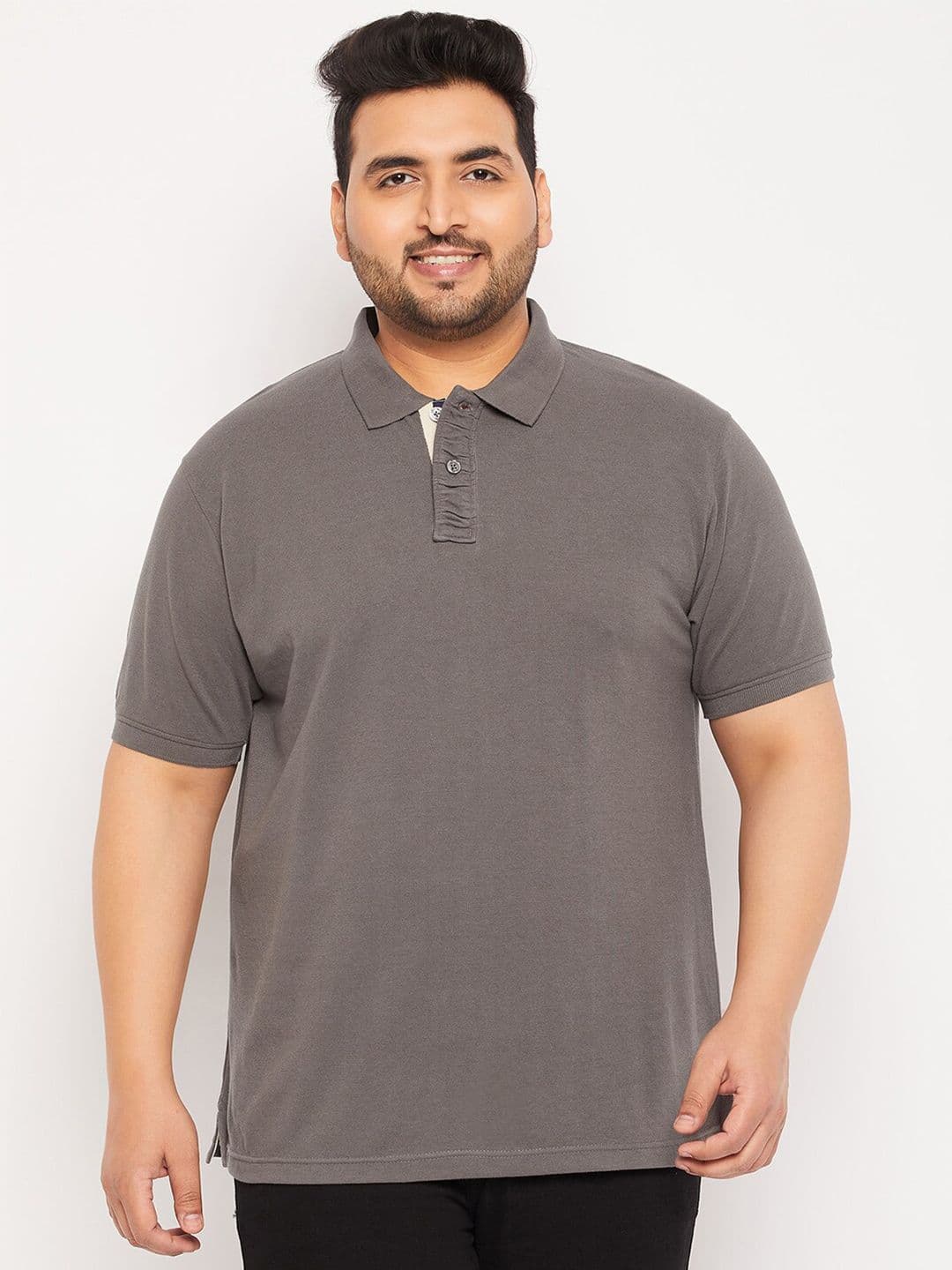 Club York Plus Size Polo Collar Cotton T-Shirt - view 1