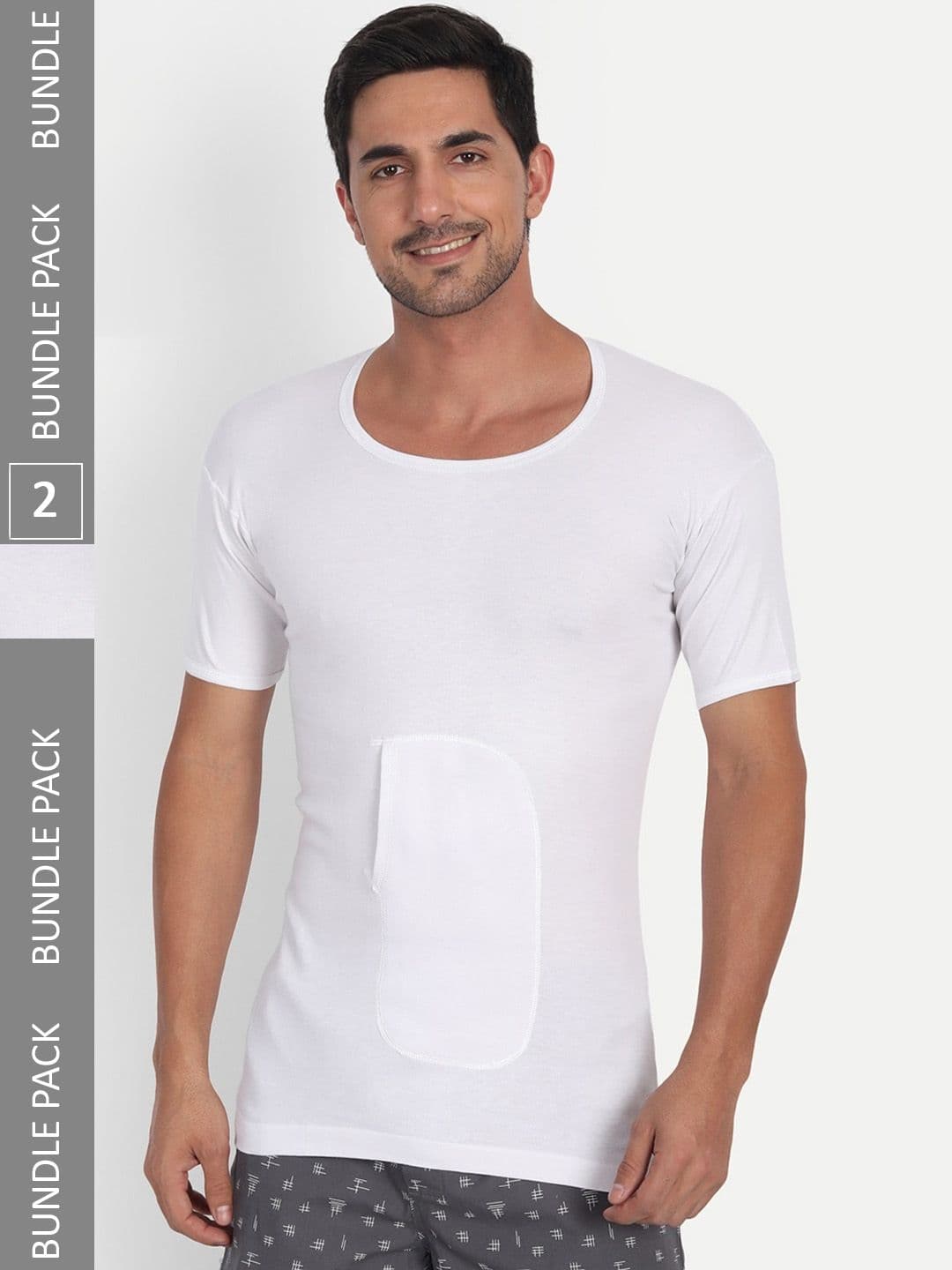 T.T. Men Pack Of 2 Desire Interlock Half Sleeves Vests - view 1