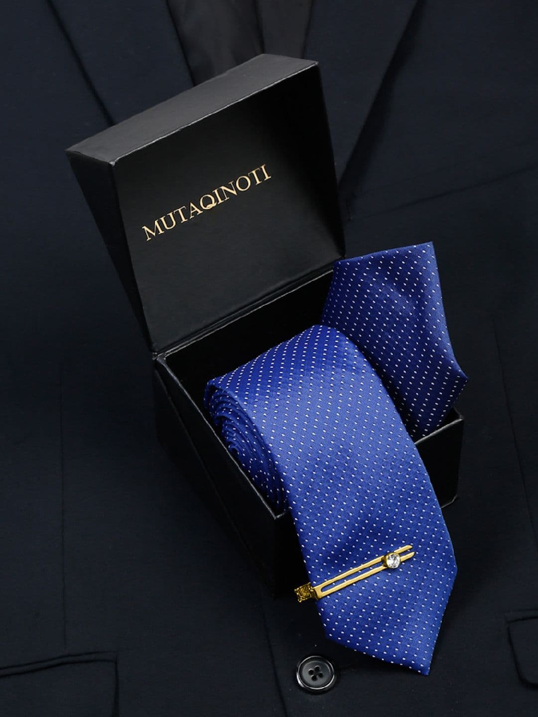 MUTAQINOTI Men Printed Silk Blend Necktie Accessory Gift Set - view 1