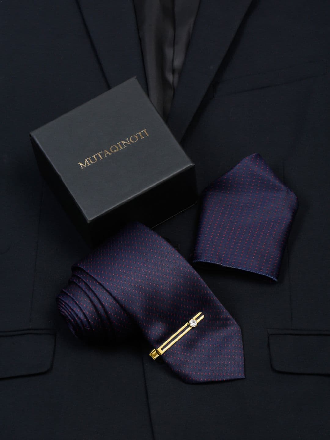 MUTAQINOTI Men Printed Skinny Tie With Tiepin & Pocket Square - view 1