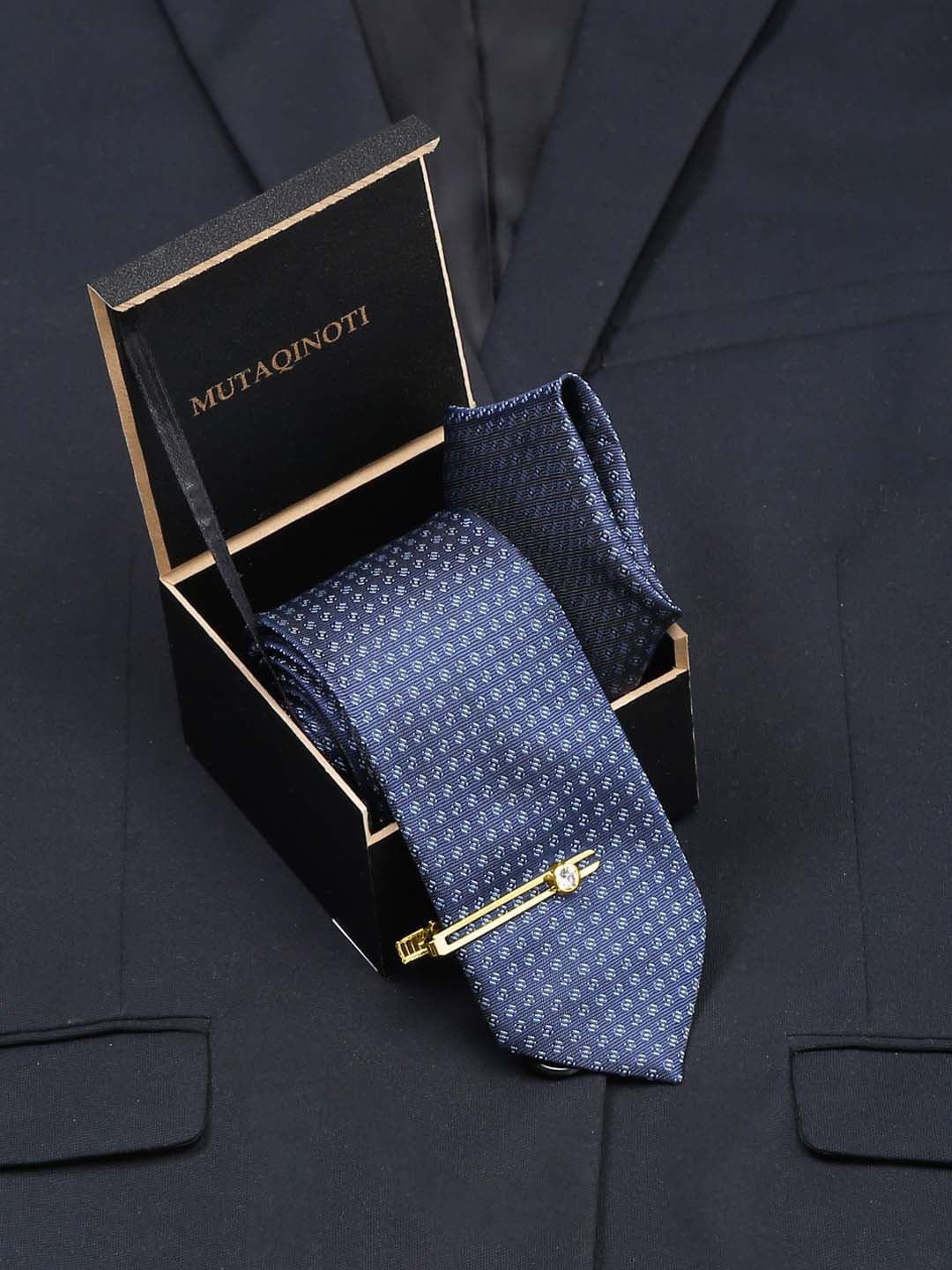MUTAQINOTI Men Printed Silk Necktie Accessory Gift Set - view 1