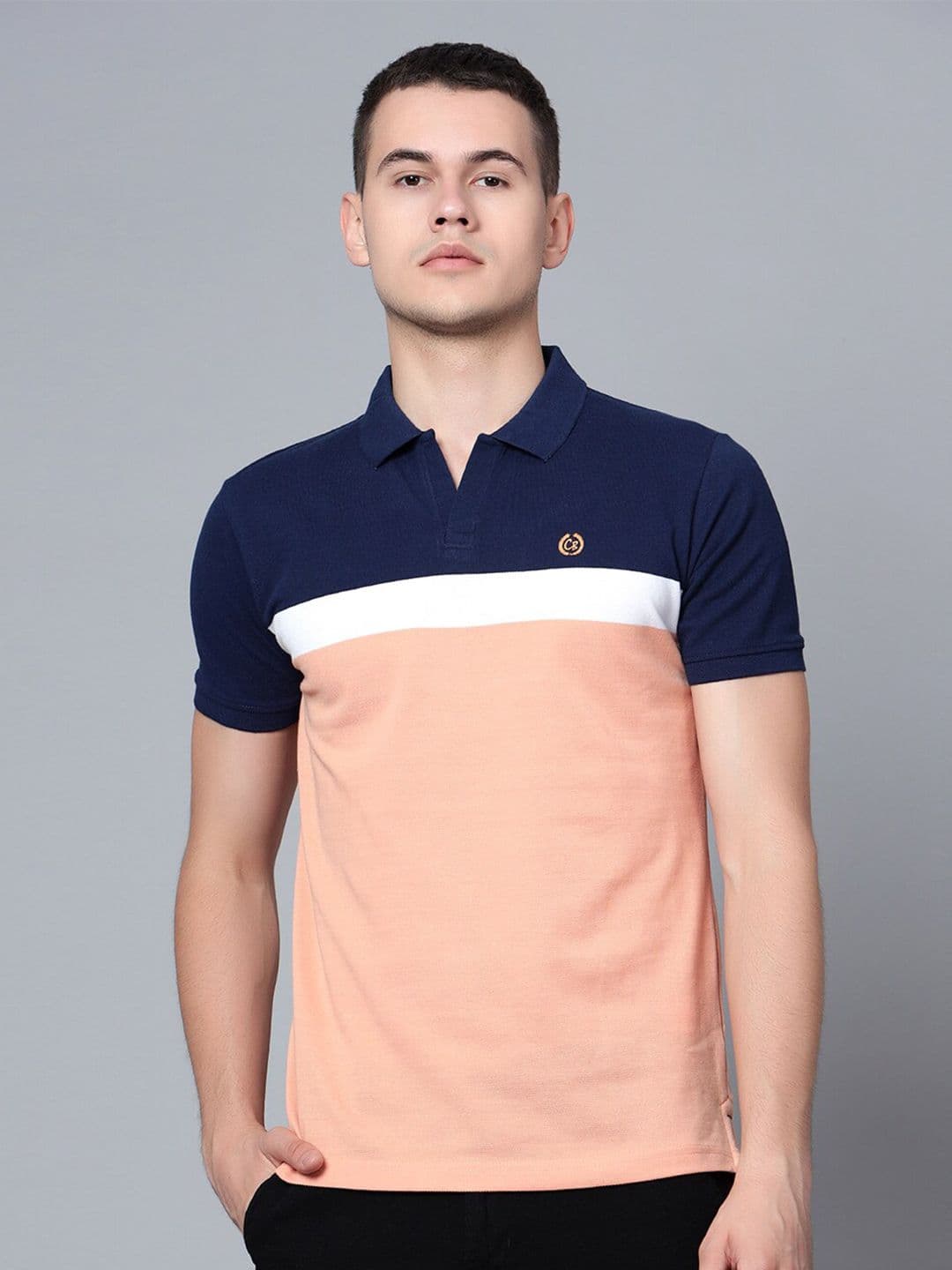 Cantabil Colorblocked Half Sleeve Cotton Polo T-shirt - view 1