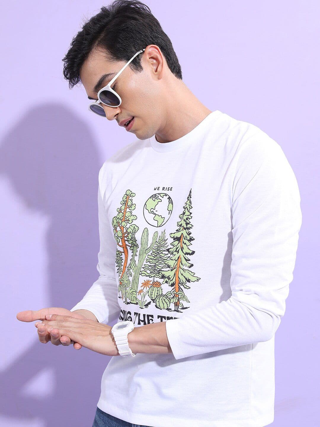 HIGHLANDER White Graphic Printed Round Sleeves T-Shirt - view 1