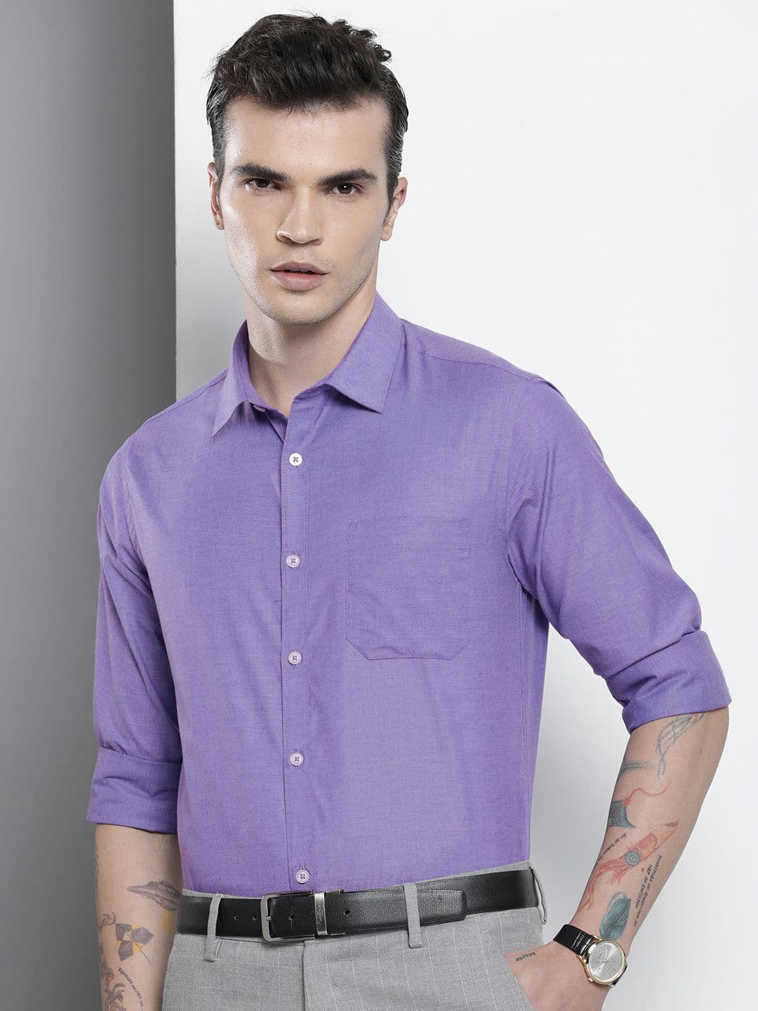 The Indian Garage Co. X Luxe Men Slim Fit Cotton Formal Shirt - view 1