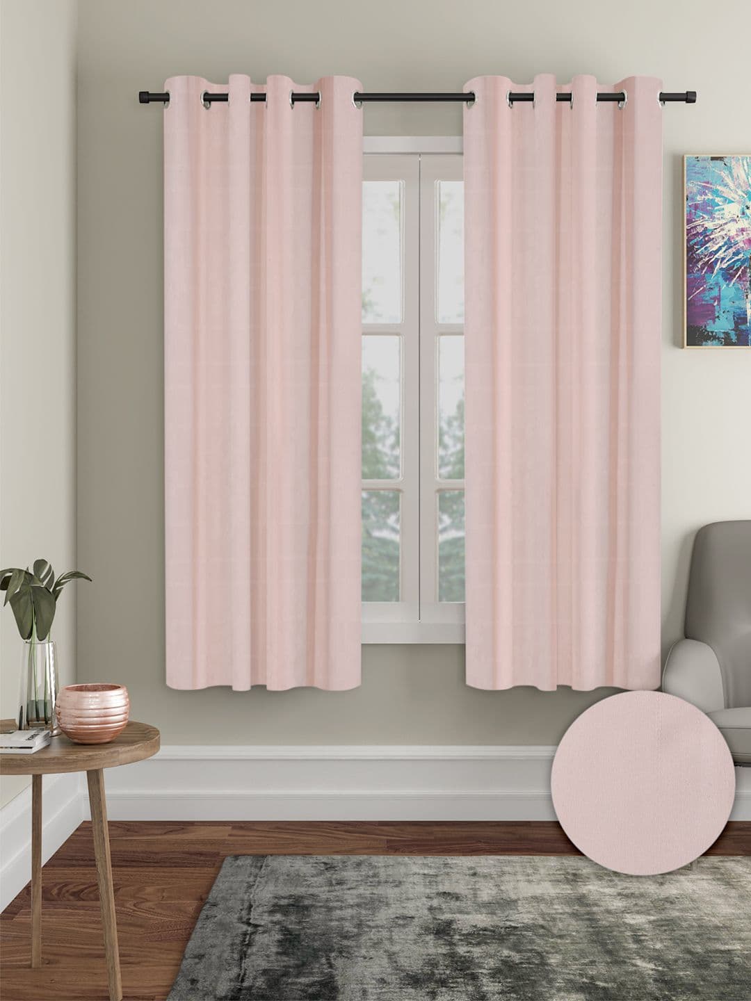 Cortina Pink 2 Pieces Black Out Window Curtains - view 1