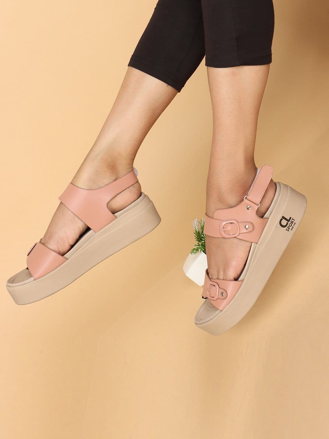 Carlton London sports Women Open Toe Flatform Heels With Backstrap - view 1