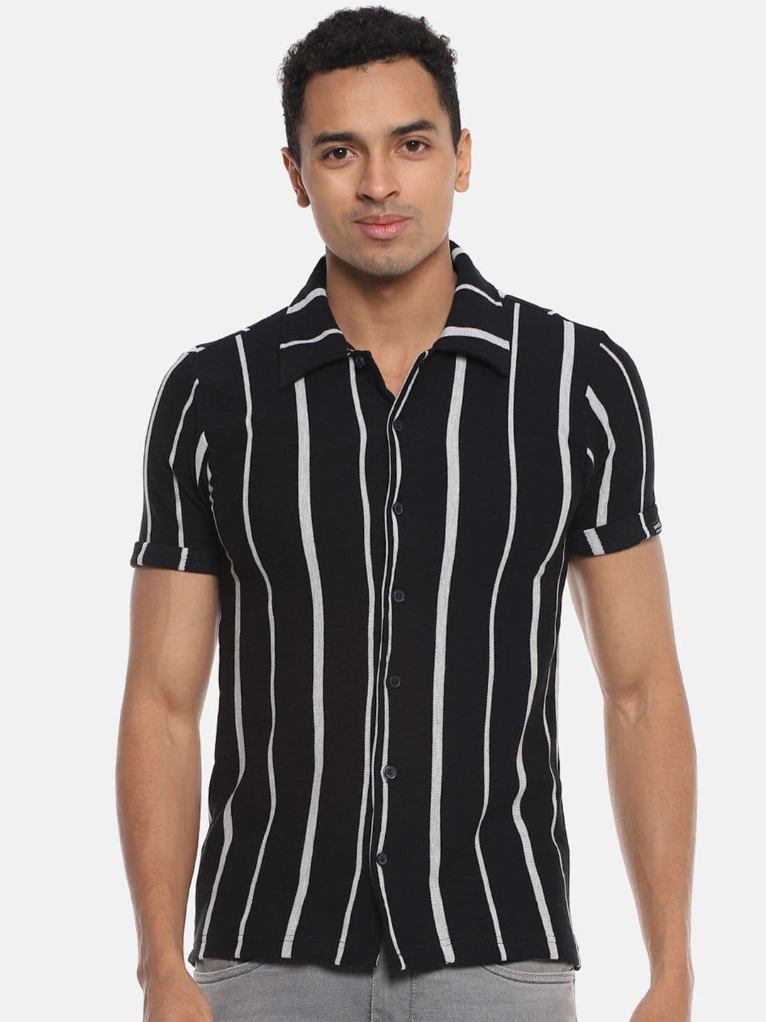 CAHOOT Striped Black Classic Cotton Casual Shirt - view 1