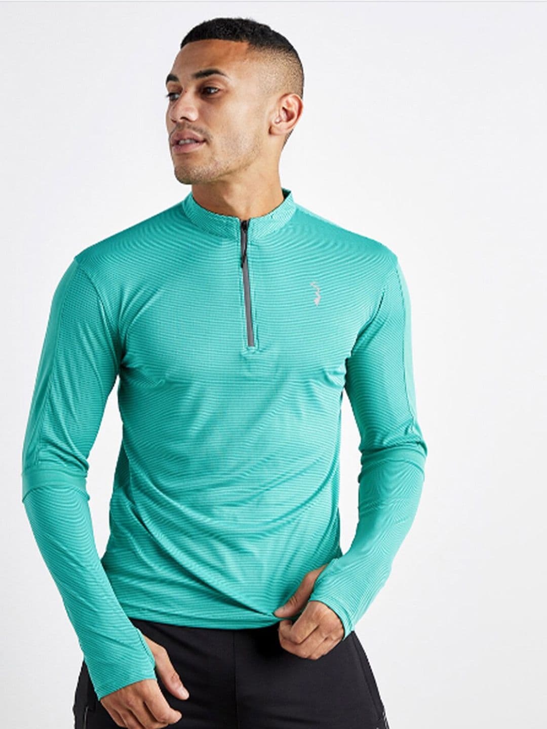 CAHOOT Sea Green Striped High Neck Sports T-shirt - view 1