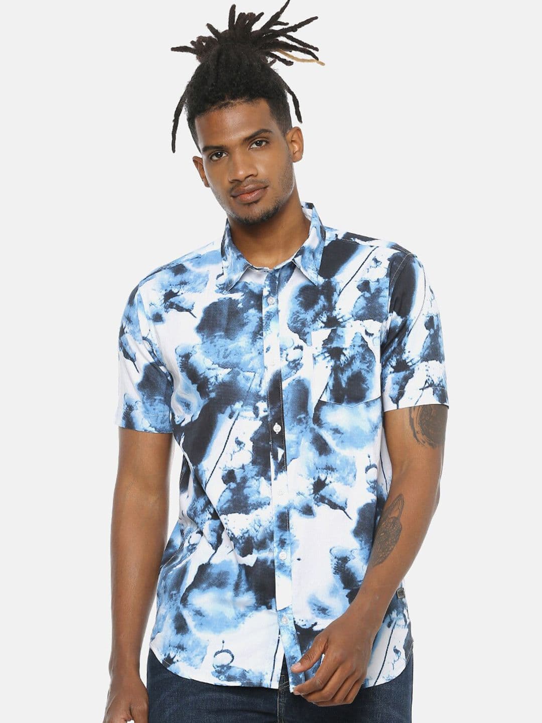 CAHOOT Blue Classic Abstract Printed Cotton Casual Shirt - view 1