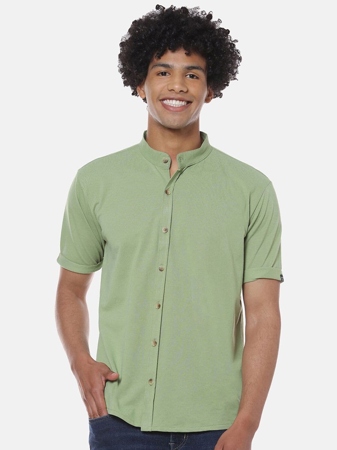 CAHOOT Green Band Collar Classic Cotton Shirt - view 1