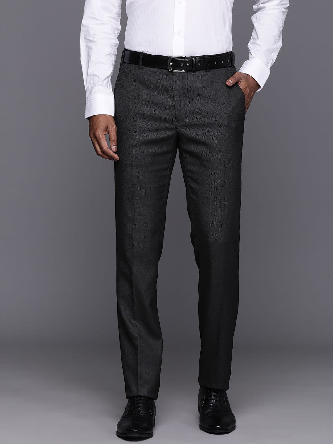 Raymond Men Textured Slim Fit Trousers - view 1