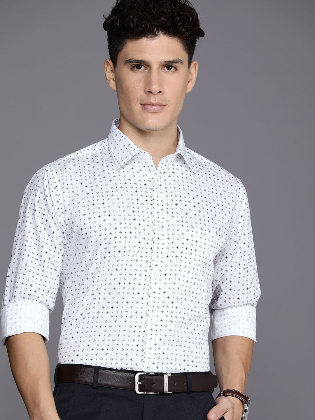 Raymond Men Pure Cotton Slim Fit Opaque Printed Formal Shirt - view 1