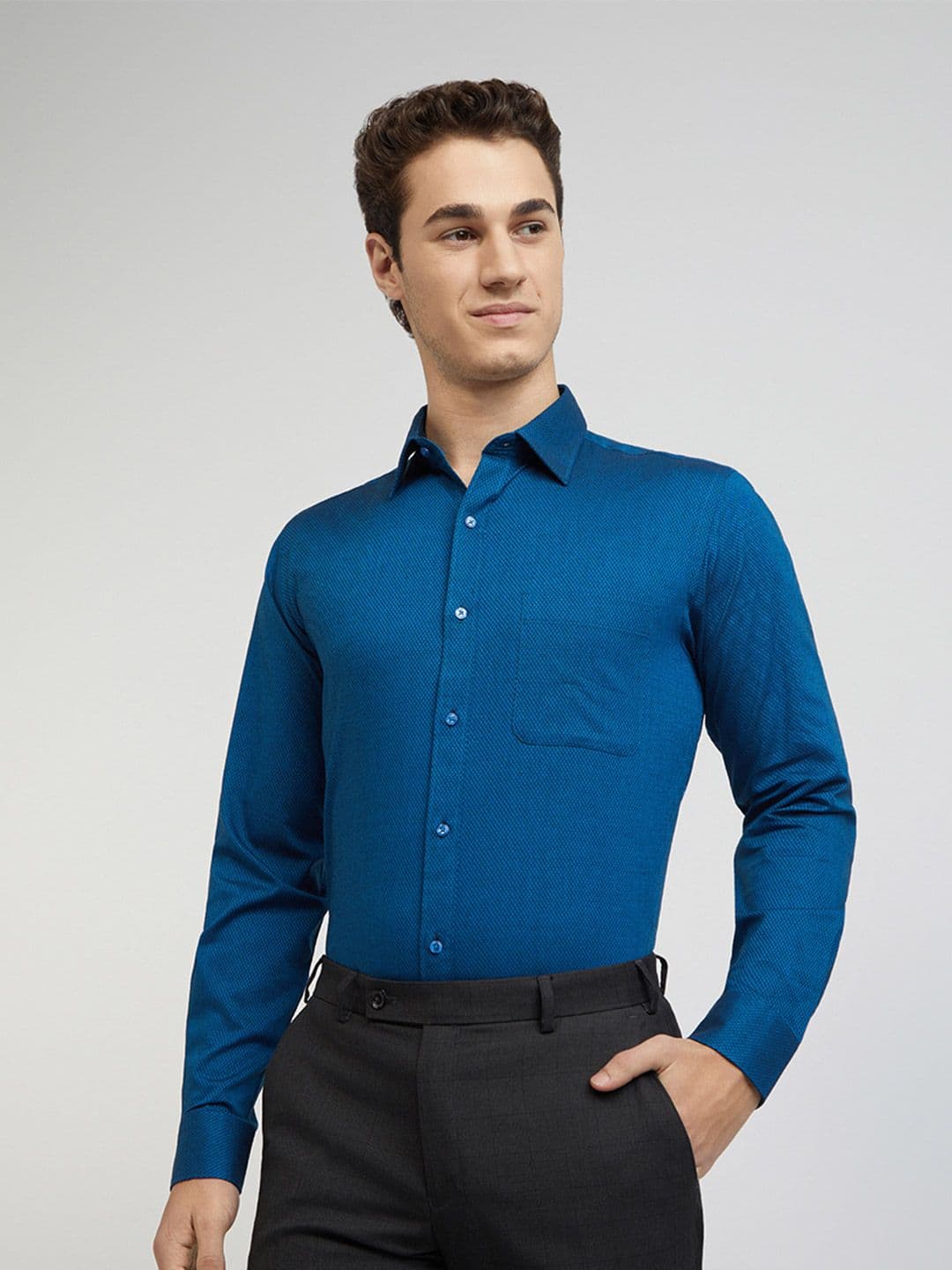 Raymond Men Pure Cotton Slim Fit Opaque Formal Shirt - view 1