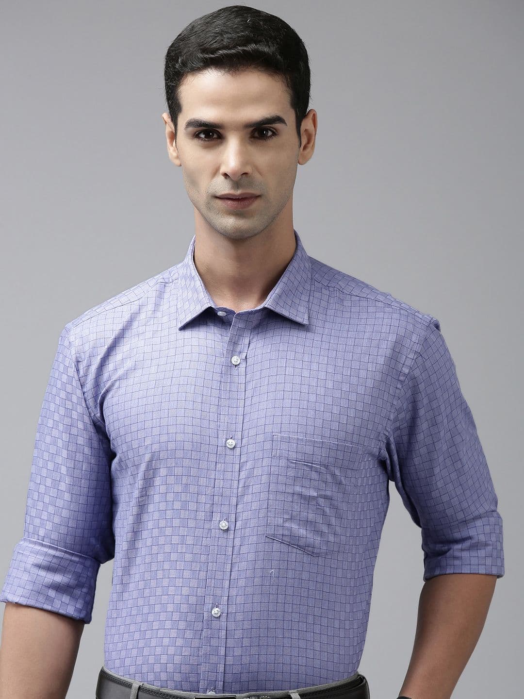 Park Avenue Slim Fit Micro Checked Pure Cotton Formal Shirt - view 1