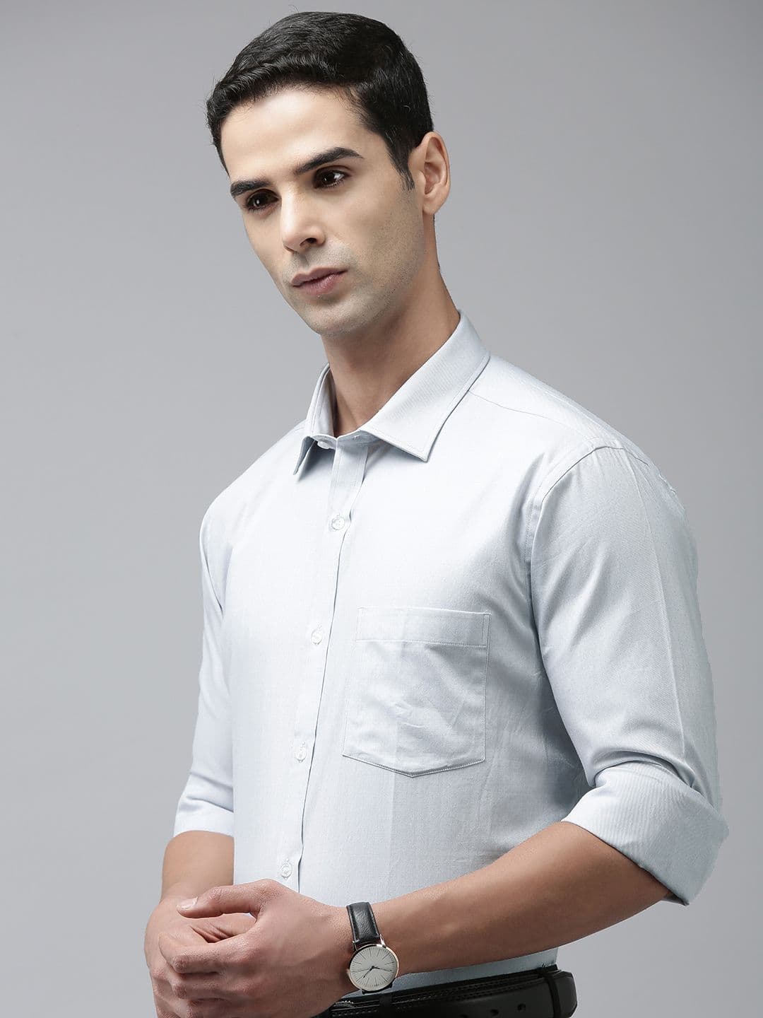 Park Avenue Men Slim Fit Micro Ditsy Opaque Self Design Pure Cotton Formal Shirt - view 1