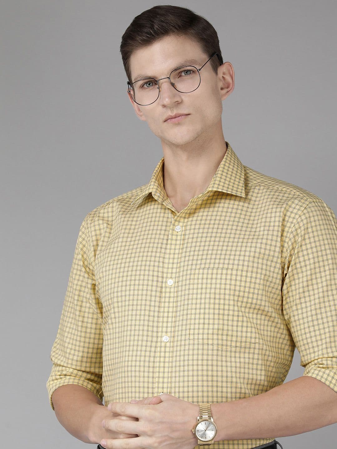 Park Avenue Pure Cotton Slim Fit Checked Formal Shirt - view 1