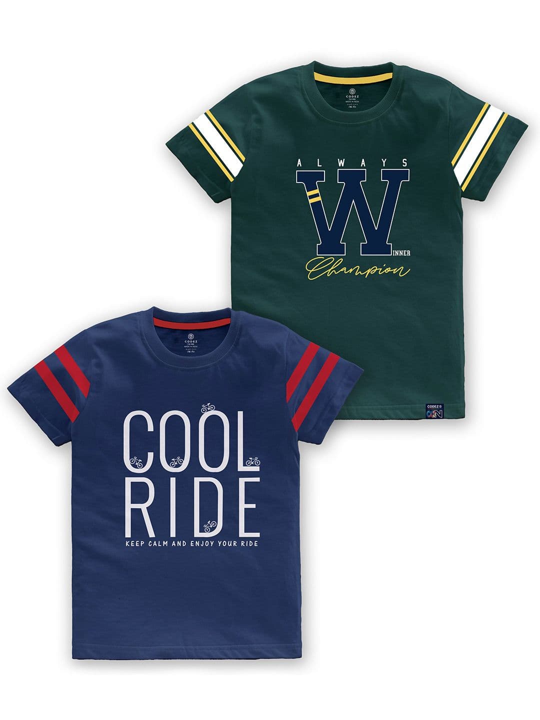 CODEZ Boys Pack Of 2 Typography Printed Round Neck Cotton T-shirt - view 1