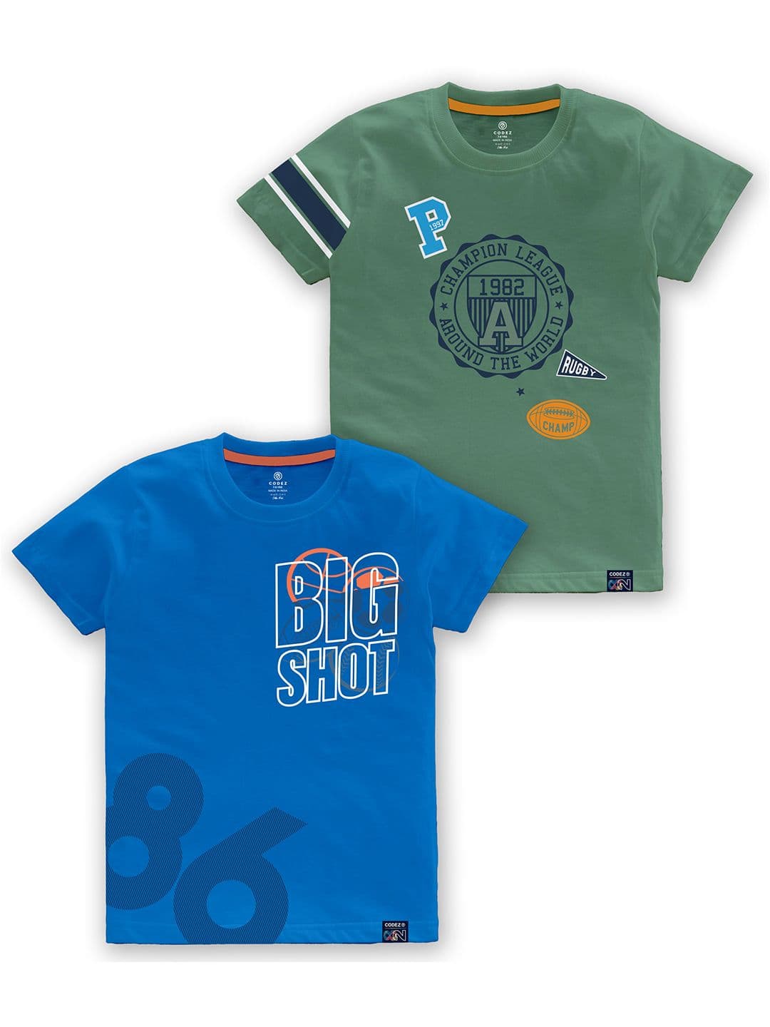 CODEZ Boys Pack Of 2 Typography Printed Cotton T-shirts - view 1