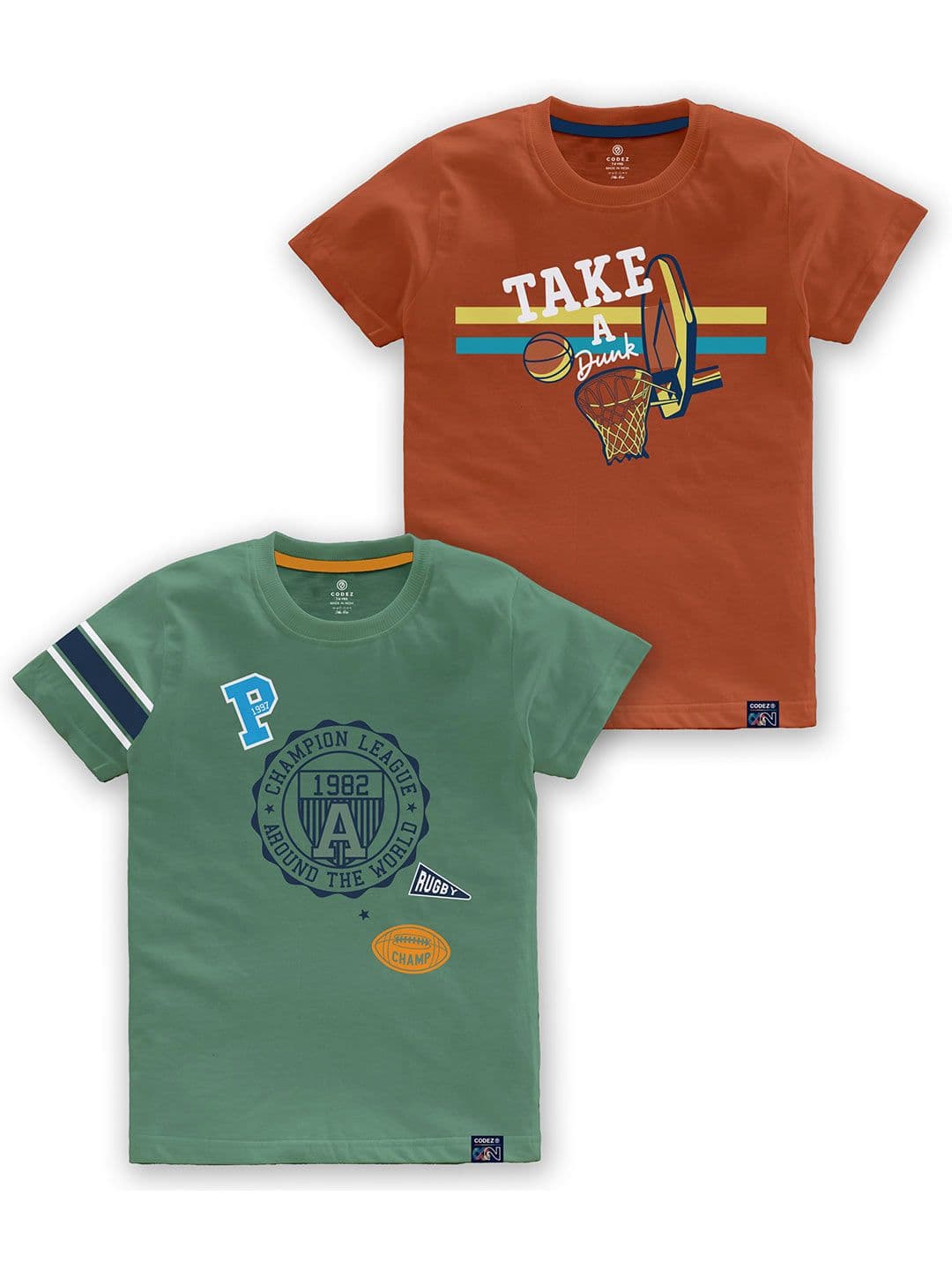 CODEZ Boys Pack Of 2 Typography Printed Cotton T-shirt - view 1