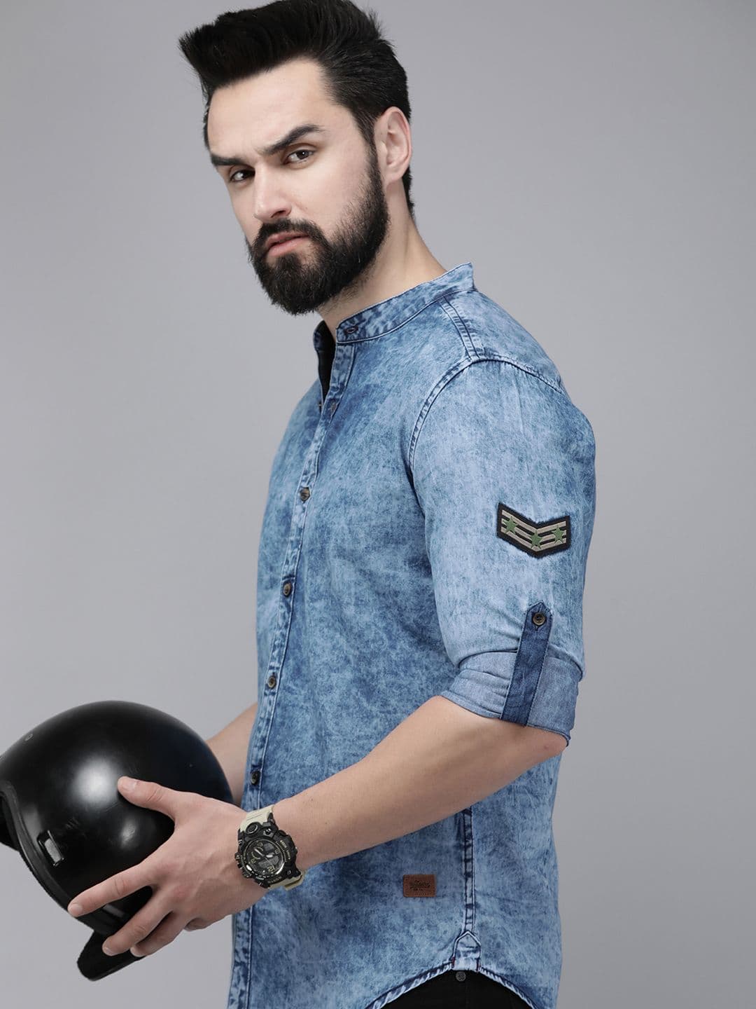 Roadster Men Standard Opaque Faded Denim Casual Shirt - view 1
