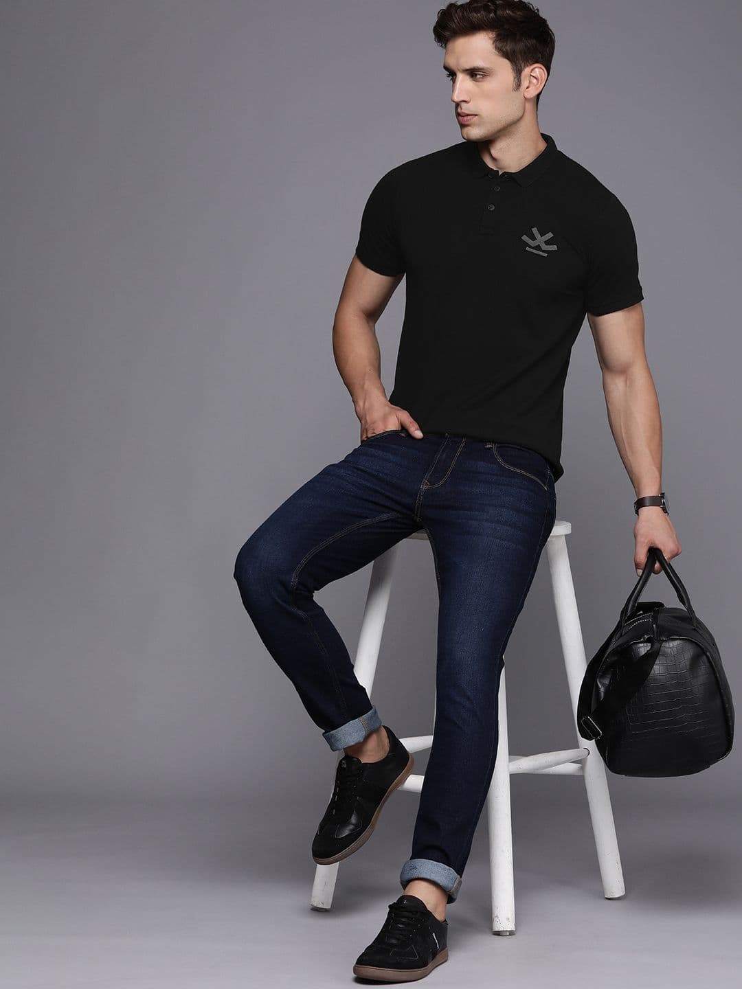 WROGN Brand Logo Embroidered Detail Polo Collar Slim Fit T-shirt - view 1