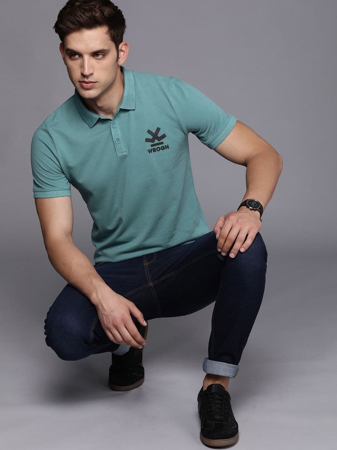 WROGN Brand Logo Placement Print Detail Polo Collar Slim Fit T-shirt - view 1