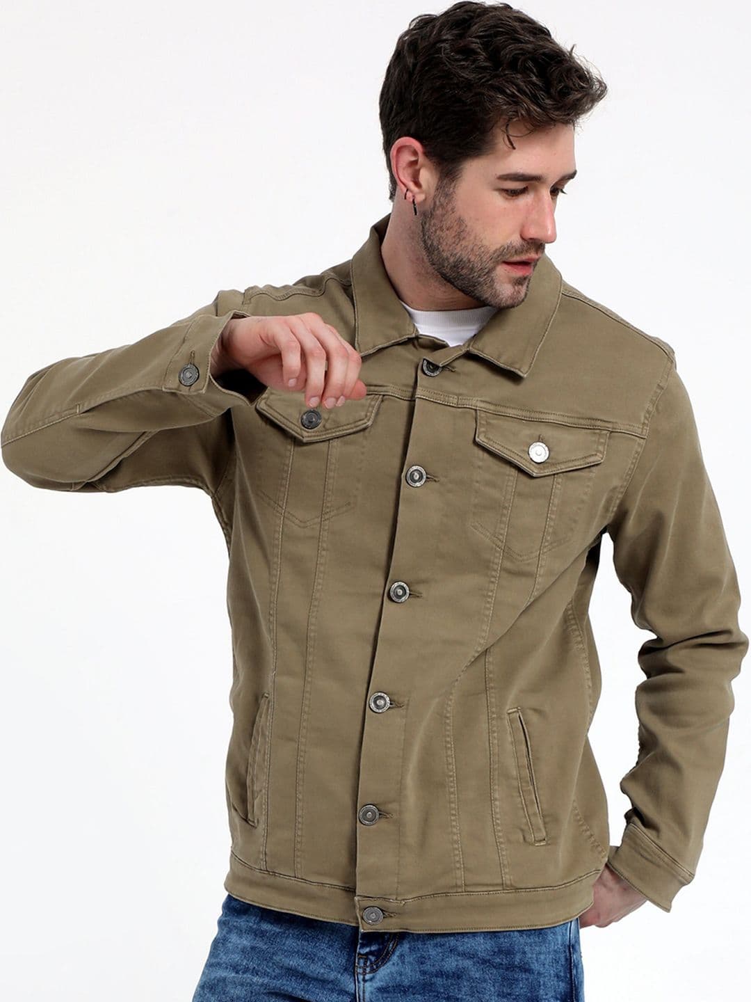 Reslag Men Spread Collar Denim Jacket - view 1