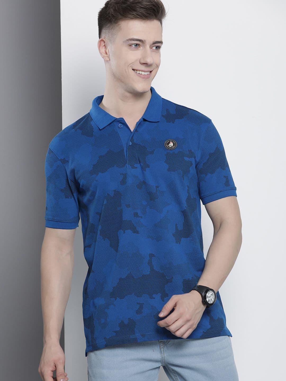 The Indian Garage Co Men Abstract Printed Polo Collar T-shirt - view 1