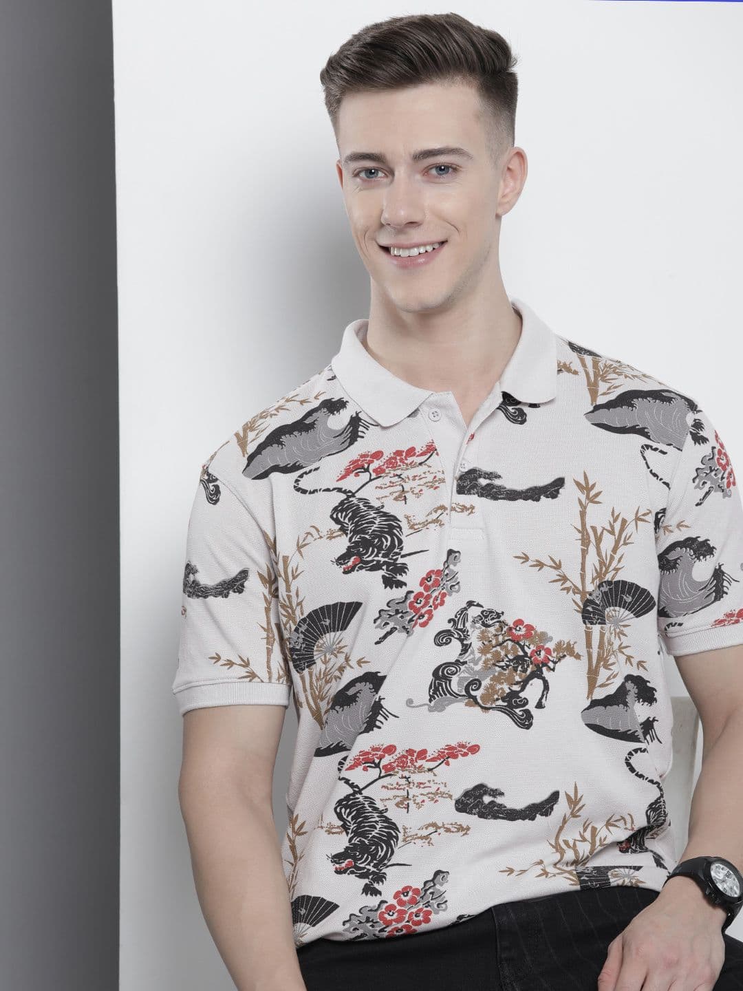 The Indian Garage Co Men Conversational Printed Polo Collar T-shirt - view 1
