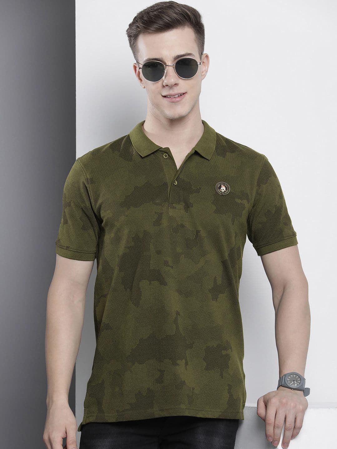 The Indian Garage Co Men Camouflage Printed Polo Collar T-shirt - view 1