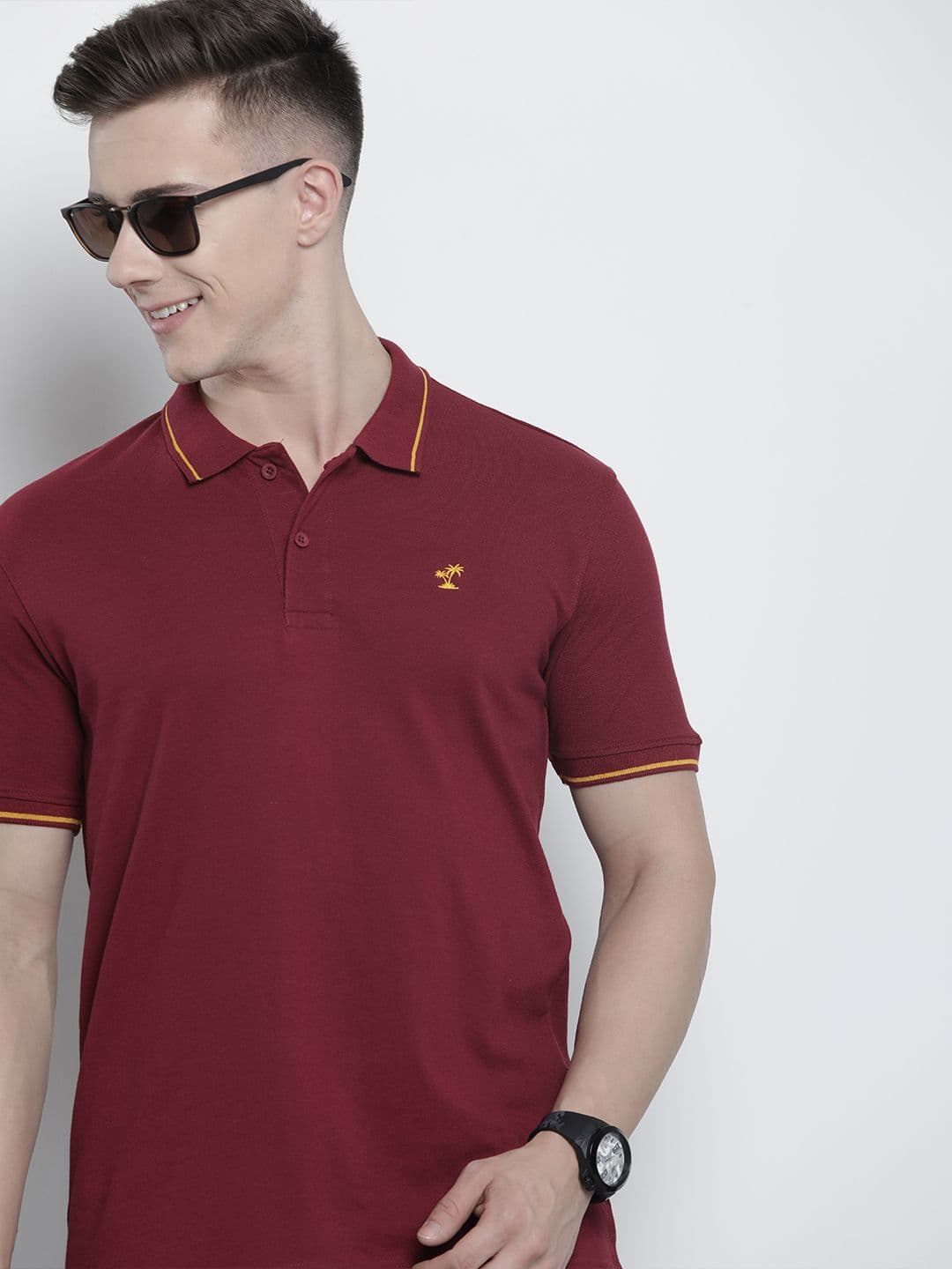 The Indian Garage Co Men Solid Polo Collar T-shirt - view 1