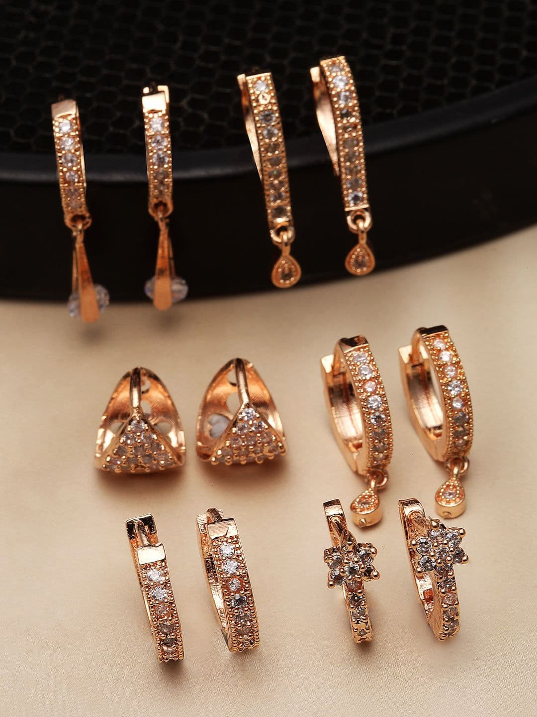 Kennice Set Of 6 Rose Gold-Plated Classic Hoop Earrings - view 1