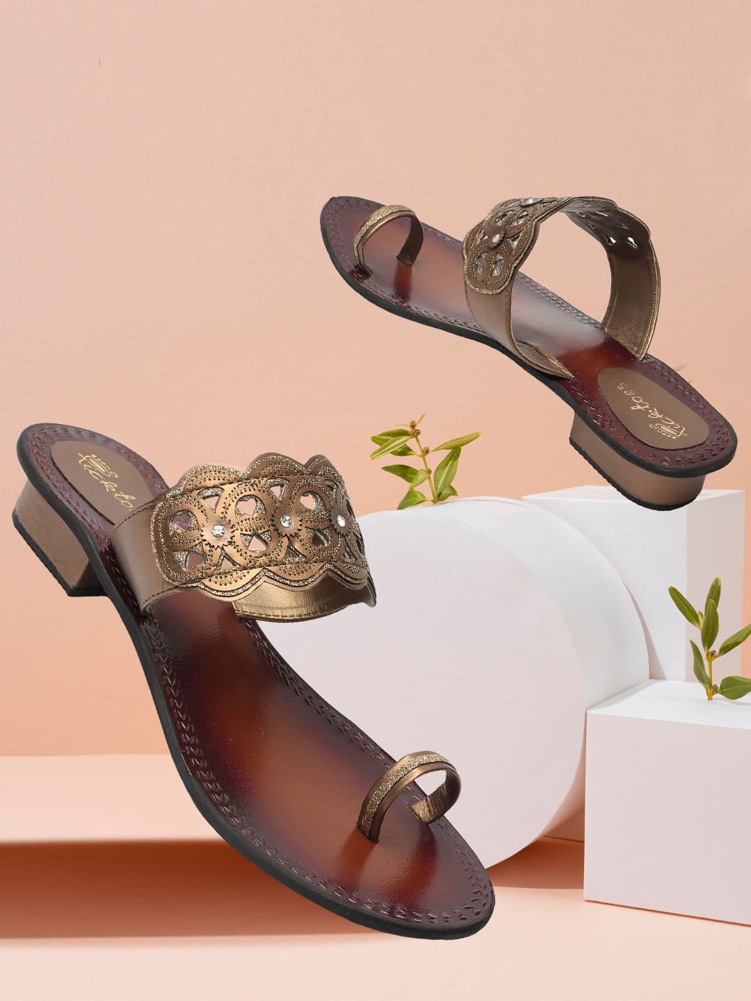 Picktoes Embellished Open One Toe Block Heels - view 1