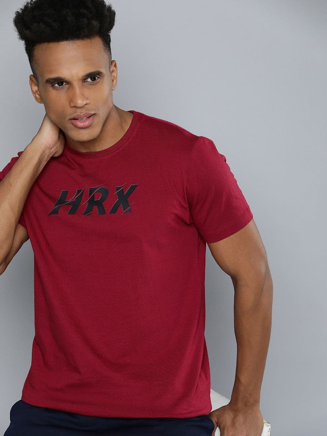 HRX by Hrithik Roshan Men Brand Logo Printed Pure Cotton T-shirt - view 1