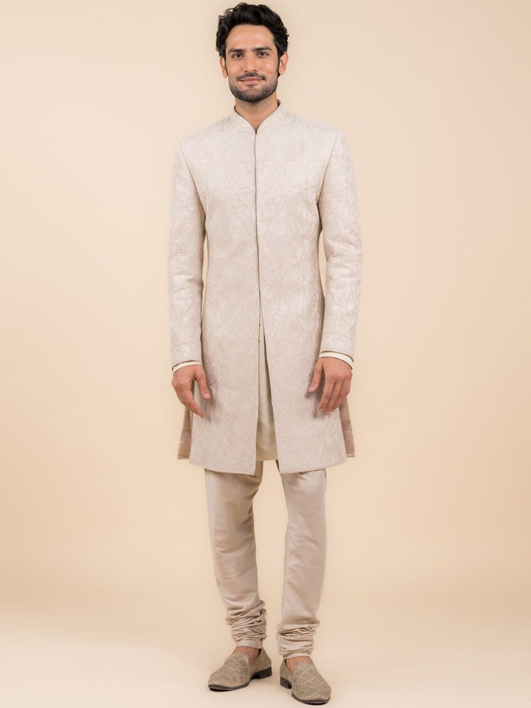 Tasva Woven Design Sherwani Set - view 1
