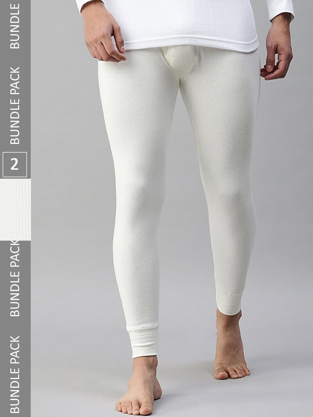 LUX PARKER Men Pack Of 2 Ribbed Cotton Wool Thermal Bottoms - view 1