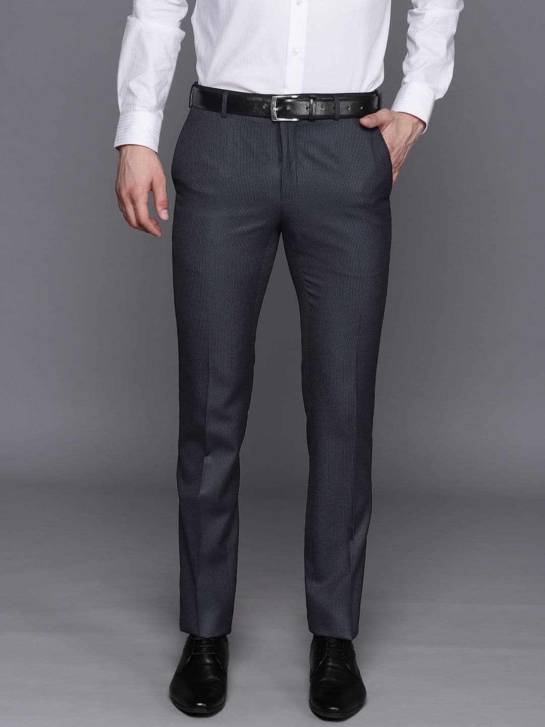 Raymond Men Striped Slim Fit Formal Trousers - view 1