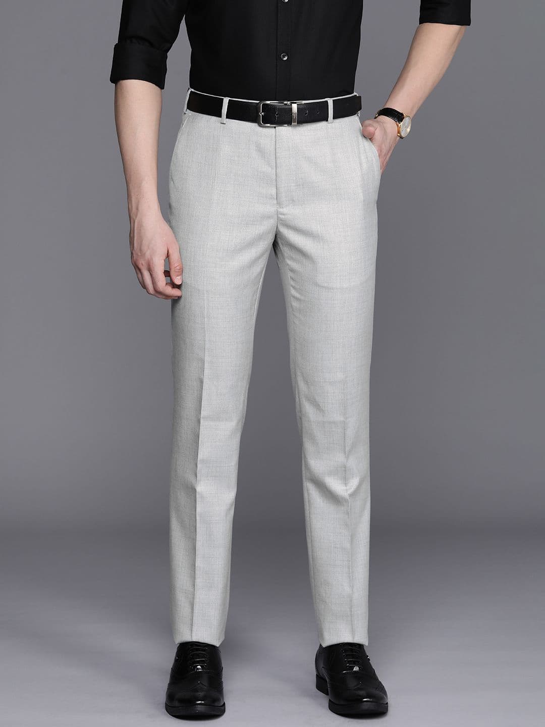 Raymond Men Textured Slim Fit Formal Trousers - view 1