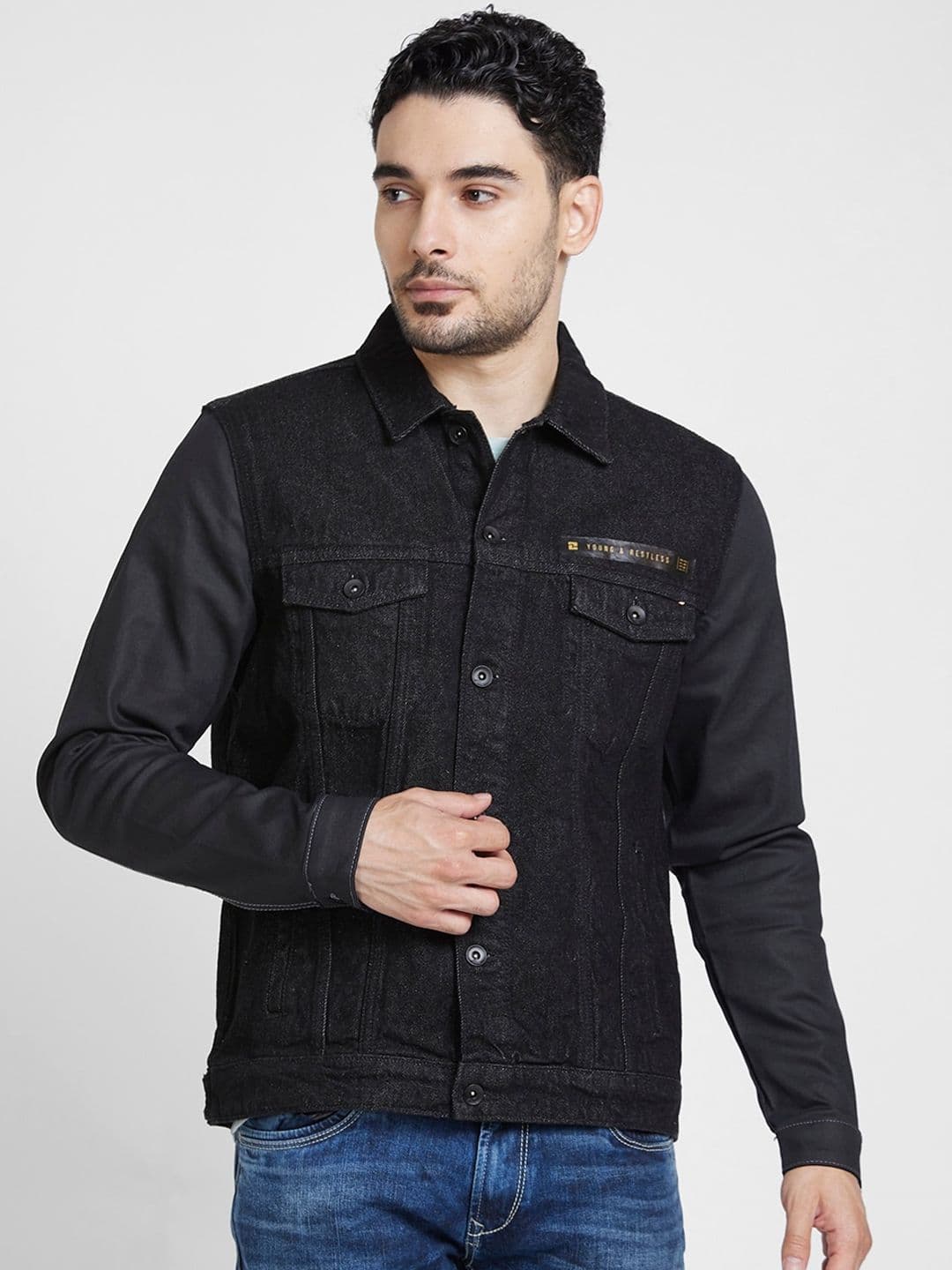 SPYKAR Spread Collar Denim Jacket - view 1