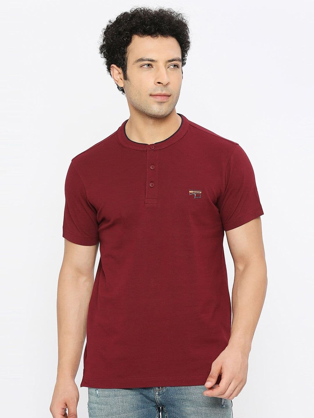 SPYKAR Henley Neck Cotton Casual T-Shirt - view 1