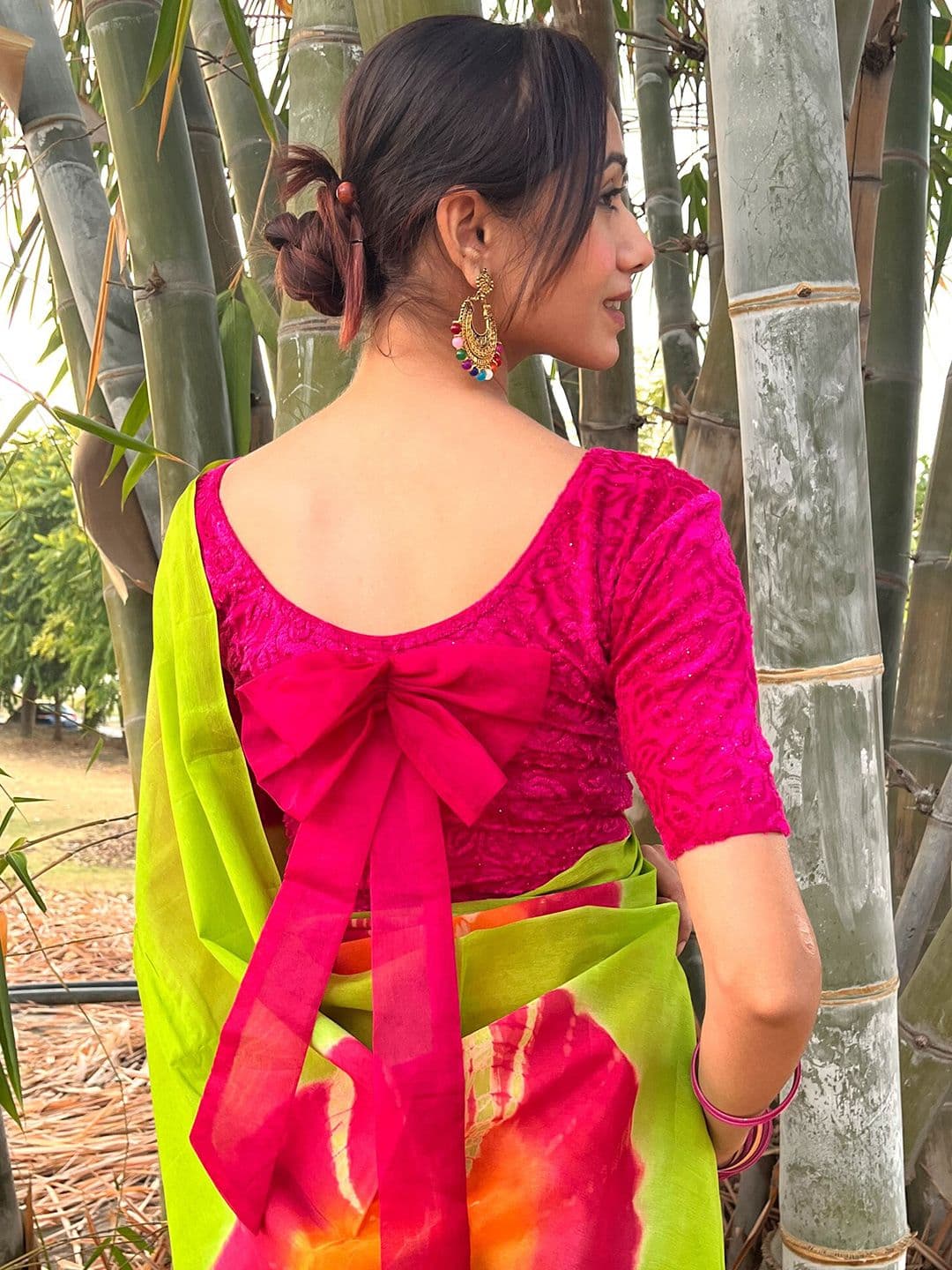 Bindigasm's Advi Floral Embossed Stretchable Velvet Saree Blouse - view 1