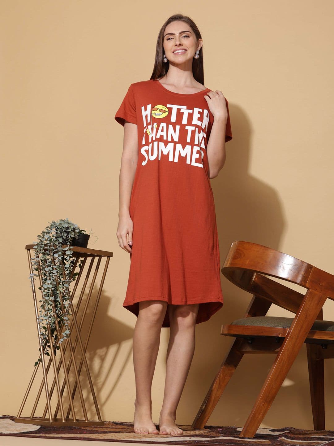 9shines Label Plus Size Women Hosiery Cotton Graphic Printed Short Nightdress - view 1