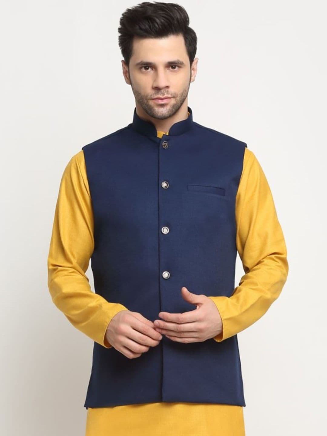 KRAFT INDIA Men Mandarin Collar Twill Cotton Nehru Jackets - view 1