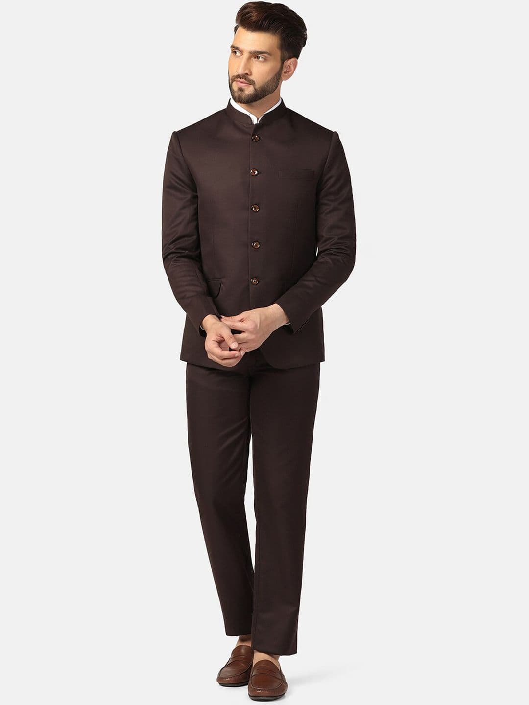 TAHVO Slim-Fit Bandhgala Two-Piece Party Suit - view 1