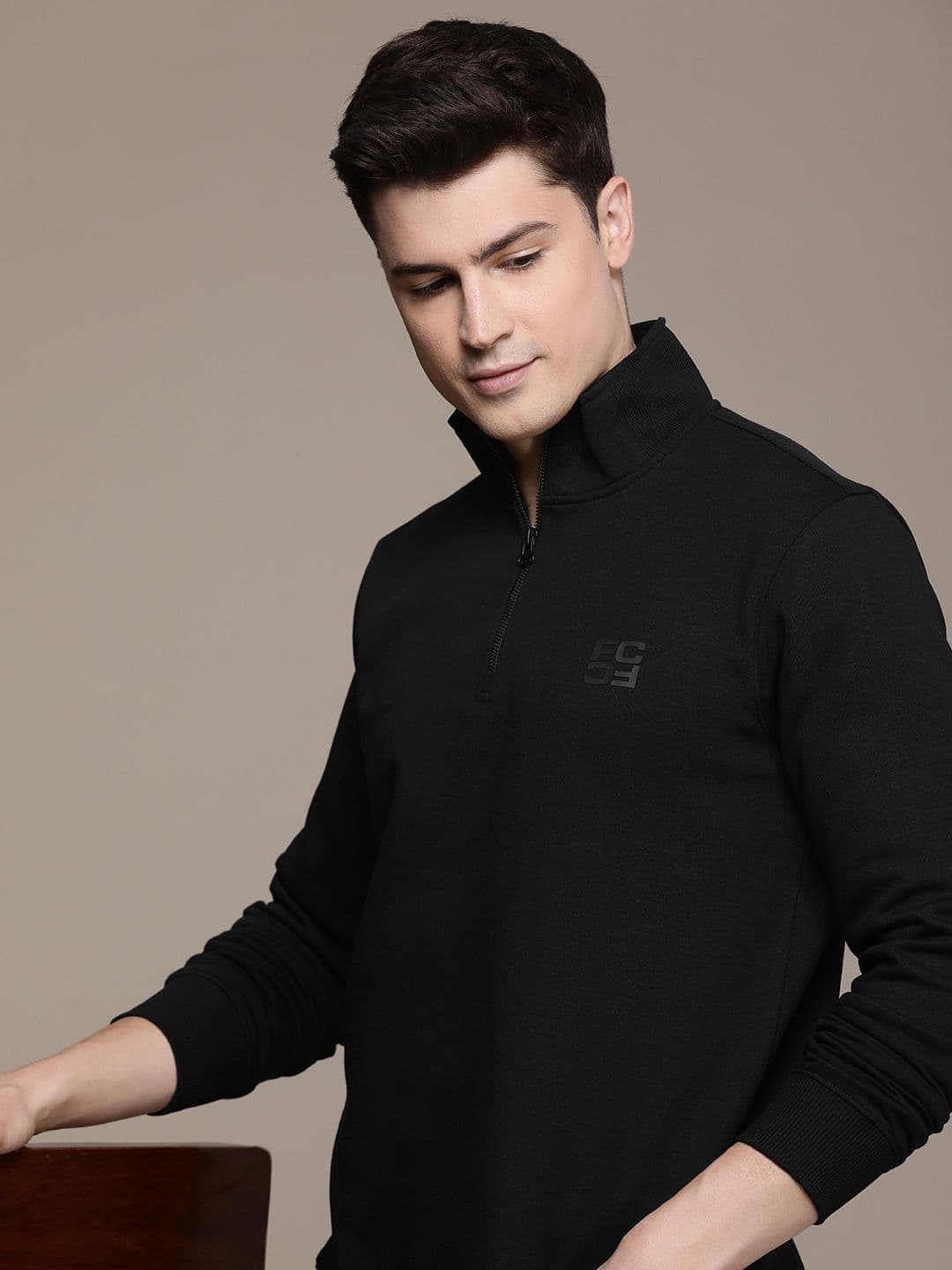 French Connection Solid Long Sleeves Half Zipper Sweatshirt - view 1