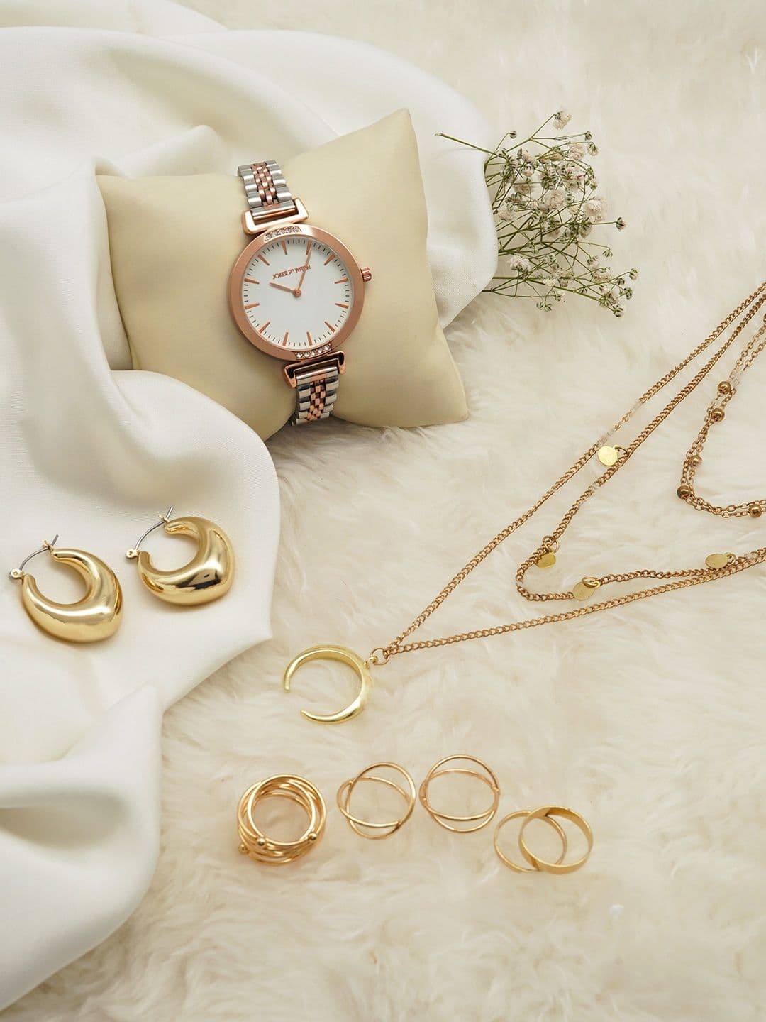 JOKER & WITCH Women Fiesta Love Stack Watch & Gold Plated Jewellery Gift Set JWLS282 - view 1